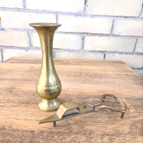 Vintage Brass Candle Holder and Snuffer - Picture 1 of 11